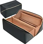 Makeup organizer is also nice to use because you can open it and see everything inside instead of digging around to find things. Gussets on the sides keep items from falling out when opened.